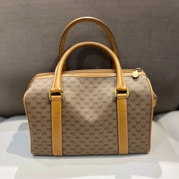 Gucci Vintage Micro Gg Monogram Boston Bag - Picture 1 of 9